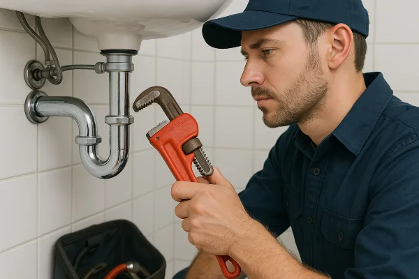 a male plumber installating a water heater from Plumbing Lake Travis in Austin, TX - Sewer Line Repair a male plumber installating a water heater from Plumbing Lake Travis in Austin, TX - Sewer Line Repair